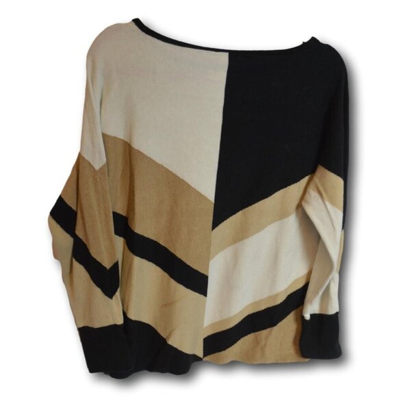 Vince Camuto Chevron Colorblock Sweater – Size Medium – Bold Neutrals - Picture 2 of 3